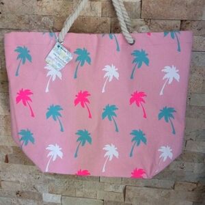 Cotton Canvas Beach Plam Tree Tote Bag